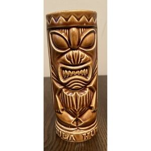 Vintage Hula Hut Ceramic Mug Tiki Brown 6" Pre-Owned Japan